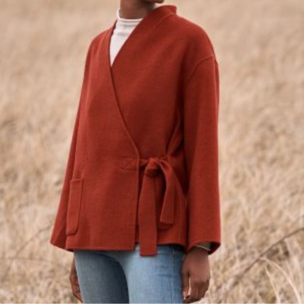 Wrap Front Women's Jacket in Rust Red